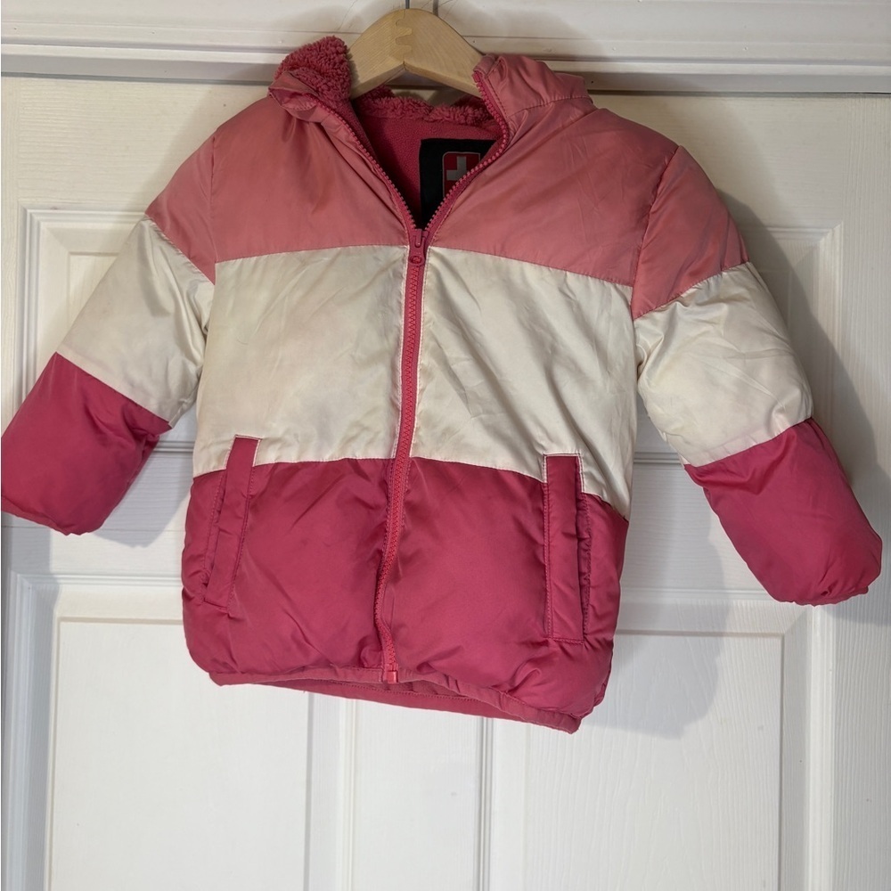 Swiss Tech Pink and White Kids Puffer Jacket